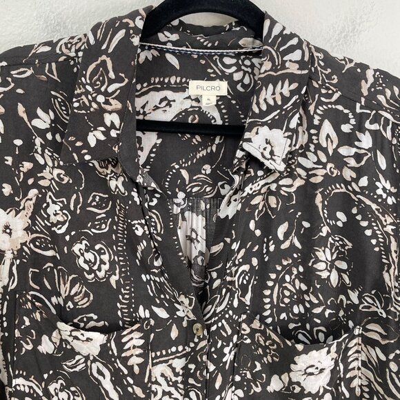 Anthropologie Pilcro Womens XL Romy Relaxed Button Up Shirt Blouse Top - Picture 8 of 11